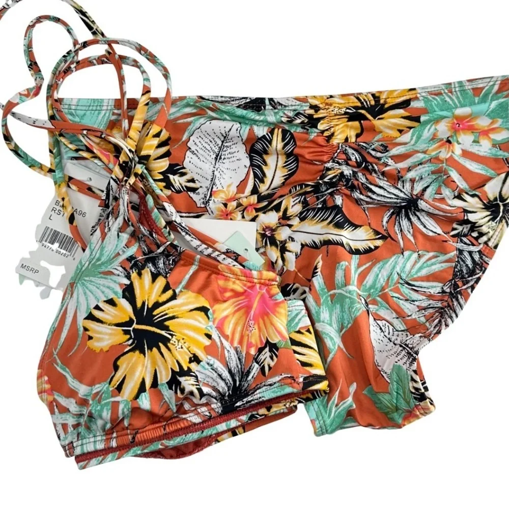 NWT The Bikini Lab Swimsuit SET Orange TROPICAL Multi-Color WOMENS M L 8 - Picture 8 of 9